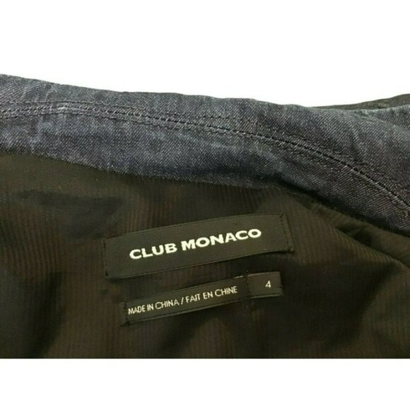 Club Monaco Cotton Spandex Blend Denim Blazer Blue Size 4 RR - Picture 7 of 9